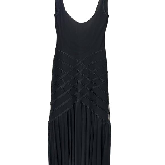 Tadashi Black Mermaid Dress Gown Sheer Front Drape Back Size Small - Picture 4 of 15
